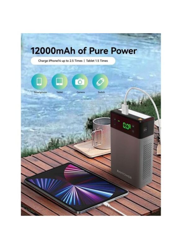 Ravpower 2 In 1 Jump Starter With Air Compressor 12000Mah (44.4Wh)