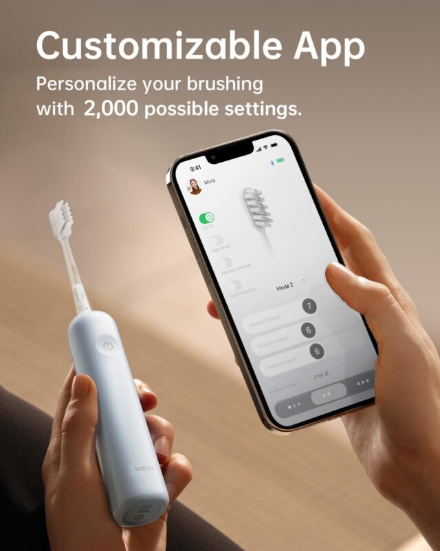 Laifen ,Toothbrush Wave Electric , 3 Brushhead - Blue
