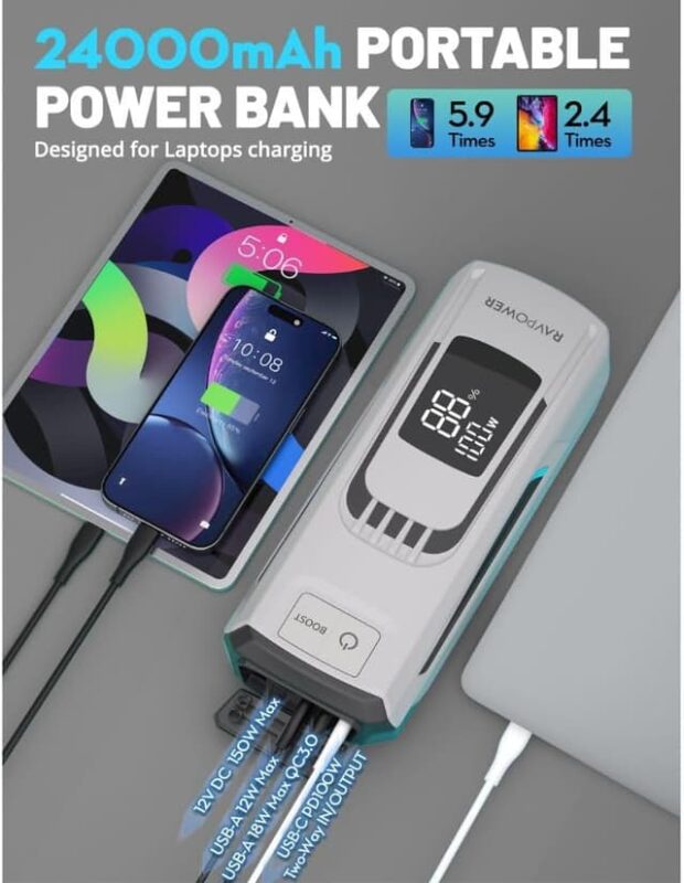 Ravpower Jump Starter 24000 Mah - 88.8 Wh - Grey