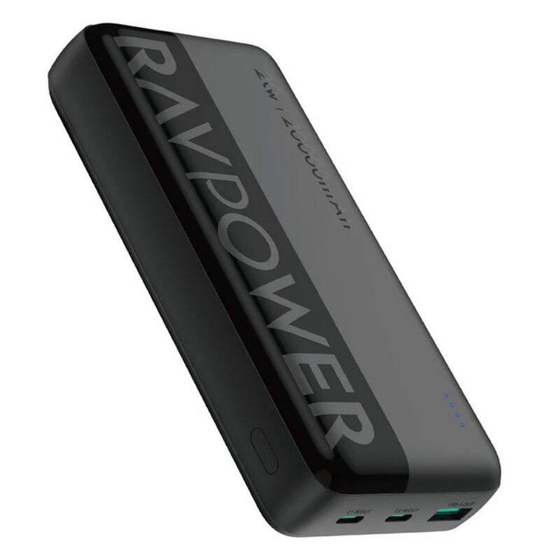 20000 Mah Ravpower 20W 10000 + 20000Mah Dual Usb Type-C Power Bank With Led Display Black