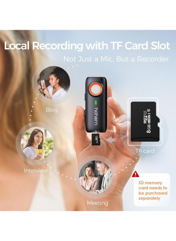 Hohem Mic-01 Lavalier Microphone For Smartphone, (Android Type-C Connector) Plug-Play, Dsp Noise Cancellation, 20H Working Time, Microphone For Interview, Volgs (2 Tx + 1 Rx + Charging Case)