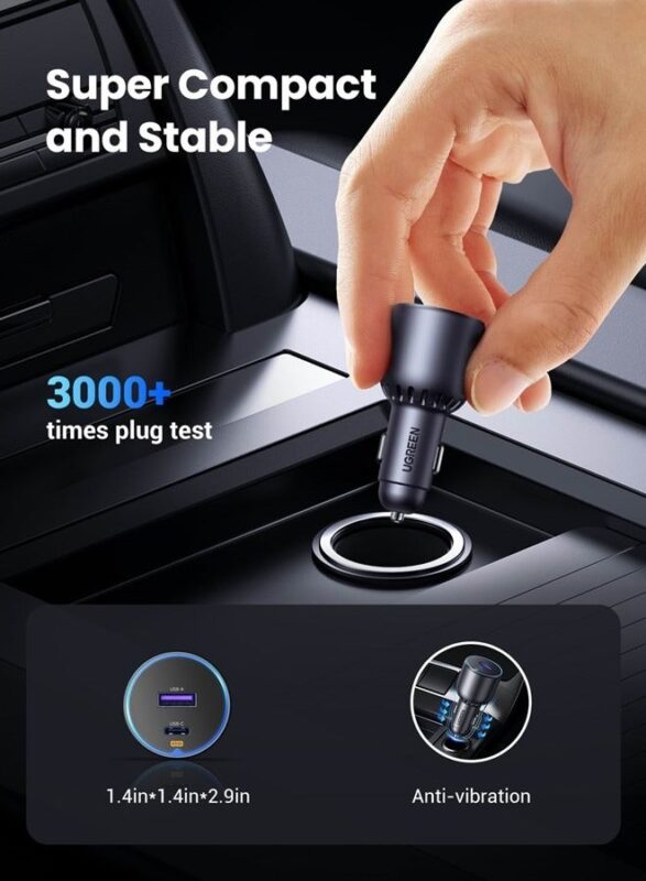 Ugreen 63W 2-Port Fast Car Charger