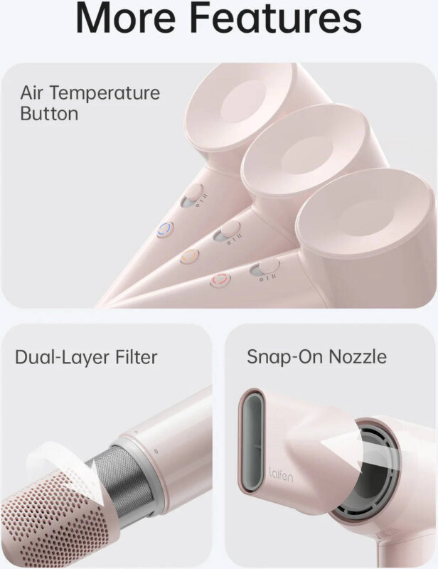 Laifen SE Lite Hair dryer; 1400W; 19m/s; 100,000 RPM _ Pink