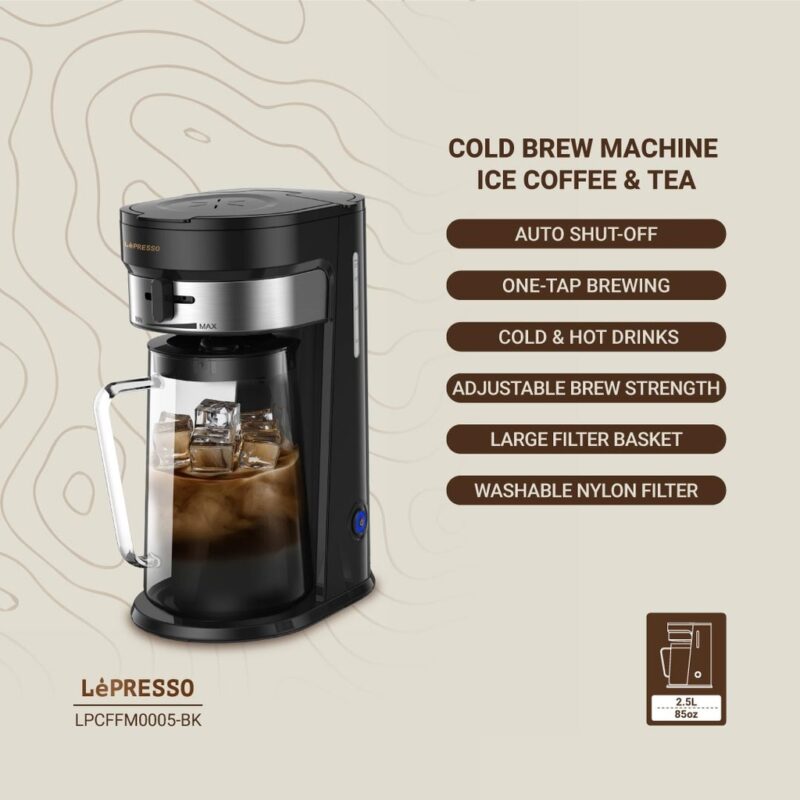Lepresso Cold Brew Machine Ice Coffee & Tea - Black