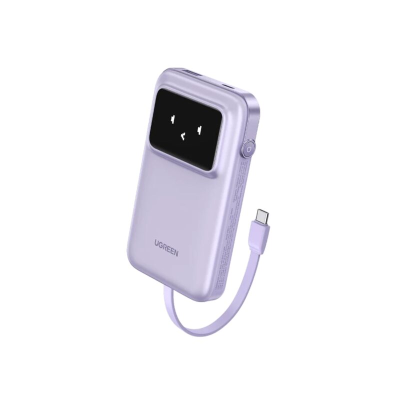 Ugreen 10000Mah Power Bank With Built-In Cable - Purple