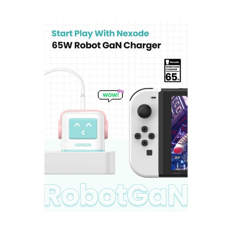 Ugreen Nexode 65W - 3-Port Gan Fast Charger - Pink Blue