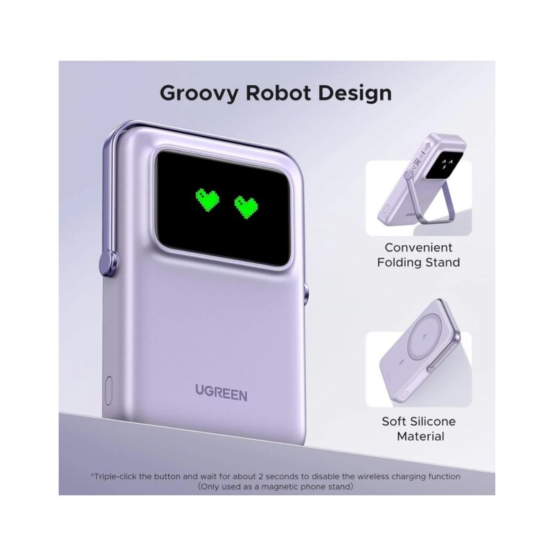 Ugreen Uno Magnetic Wireless Power Bank   10000Mah 20W   Purple