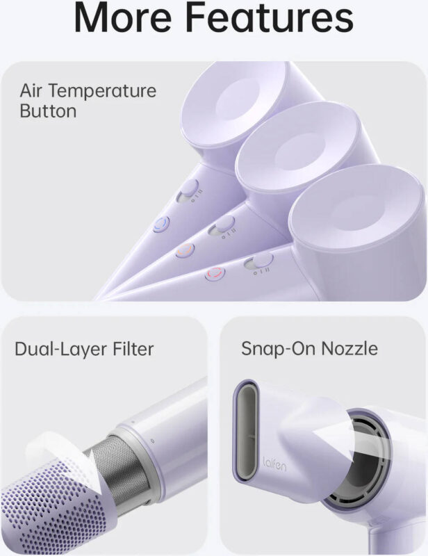 Laifen SE Lite Hair dryer; 1400W; 19m/s; 100,000 RPM _ purple