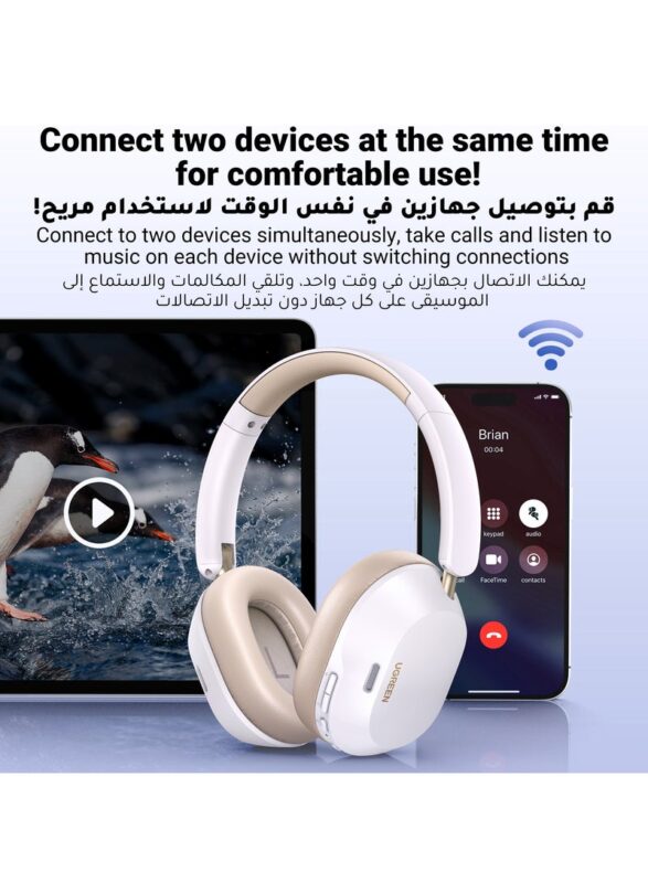 Ugreen Hitune Max5C Hybrid Active Noise-Cancelling Headphones White