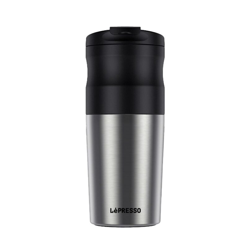 Lepresso Portable Mug Burr Grinder Coffee Maker - Silver