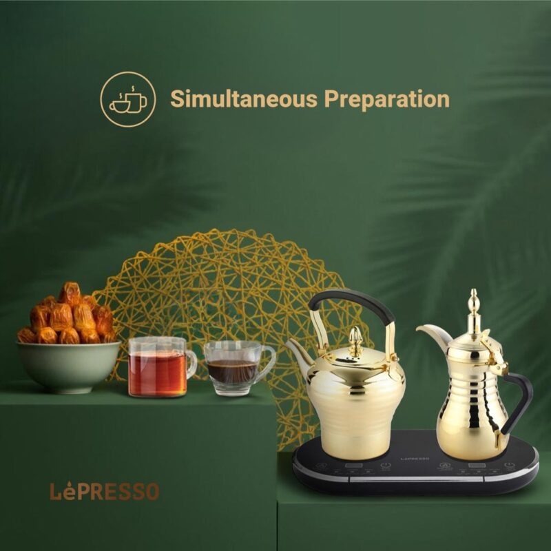 Lepresso Dual Pot Arabic Coffee And Tea Dallah - Gold