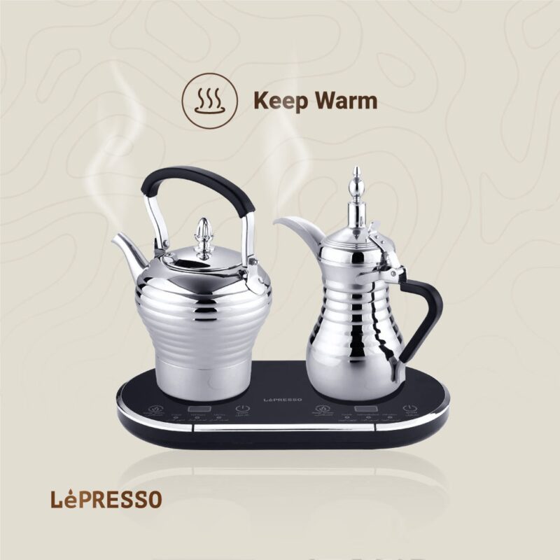 Lepresso Dual Pot Arabic Coffee And Tea Dallah - Silver
