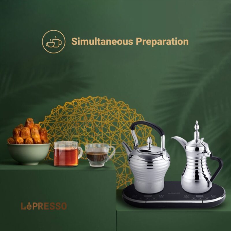 Lepresso Dual Pot Arabic Coffee And Tea Dallah - Silver