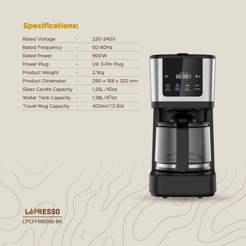 Lepresso Rich Brew Coffee Machine Interactive Touch Display - Black