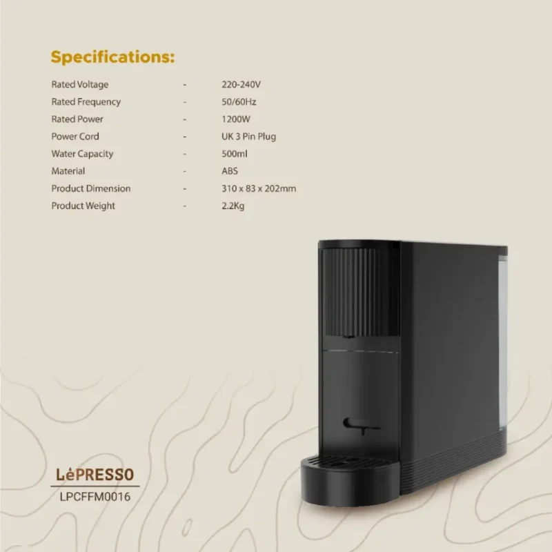 Lepresso Automatic Capsule Coffee Maker - Black