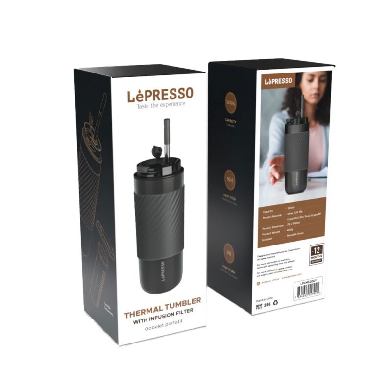 Lepresso Thermal Tumbler With Infusion Filter - Grey