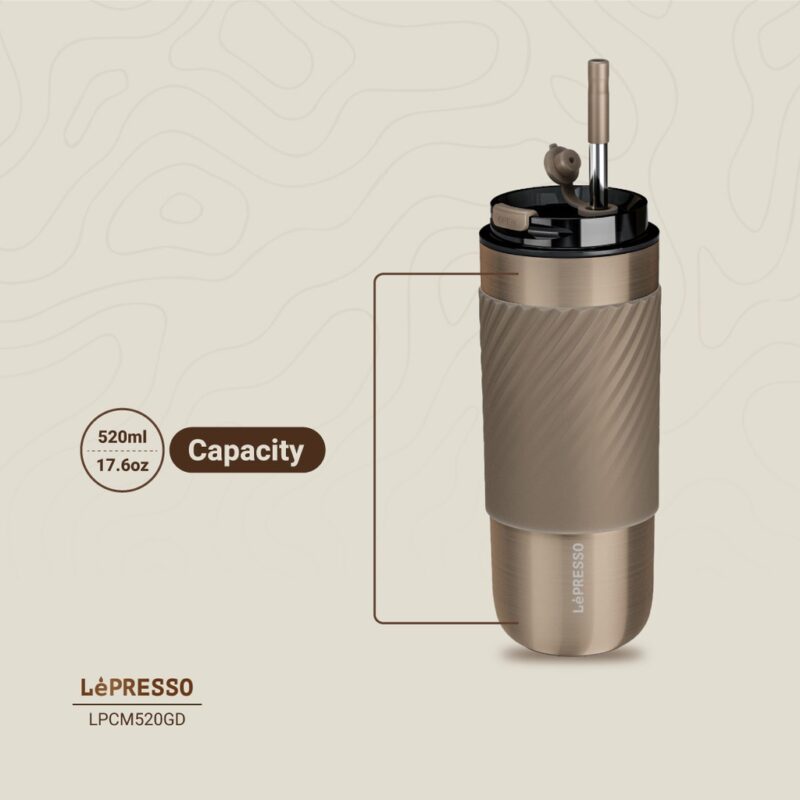 Lepresso Thermal Tumbler With Infusion Filter - Gold