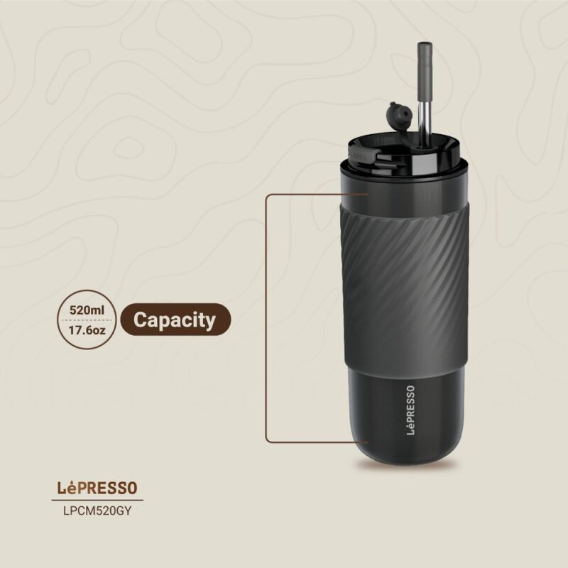 Lepresso Thermal Tumbler With Infusion Filter - Grey