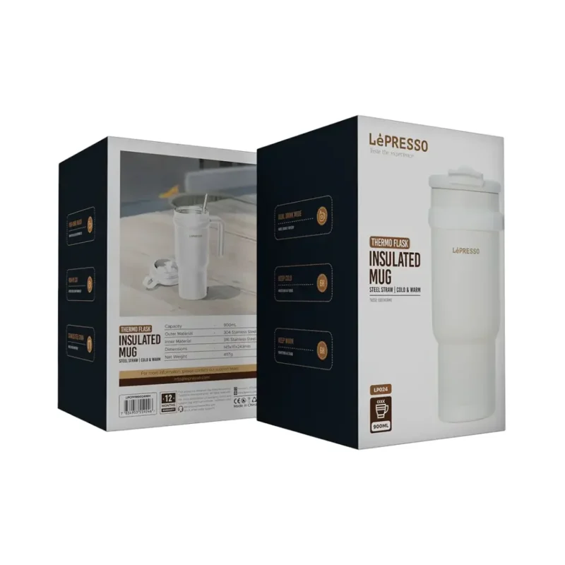 Lepresso Thermo Flask Insulated Mug - White