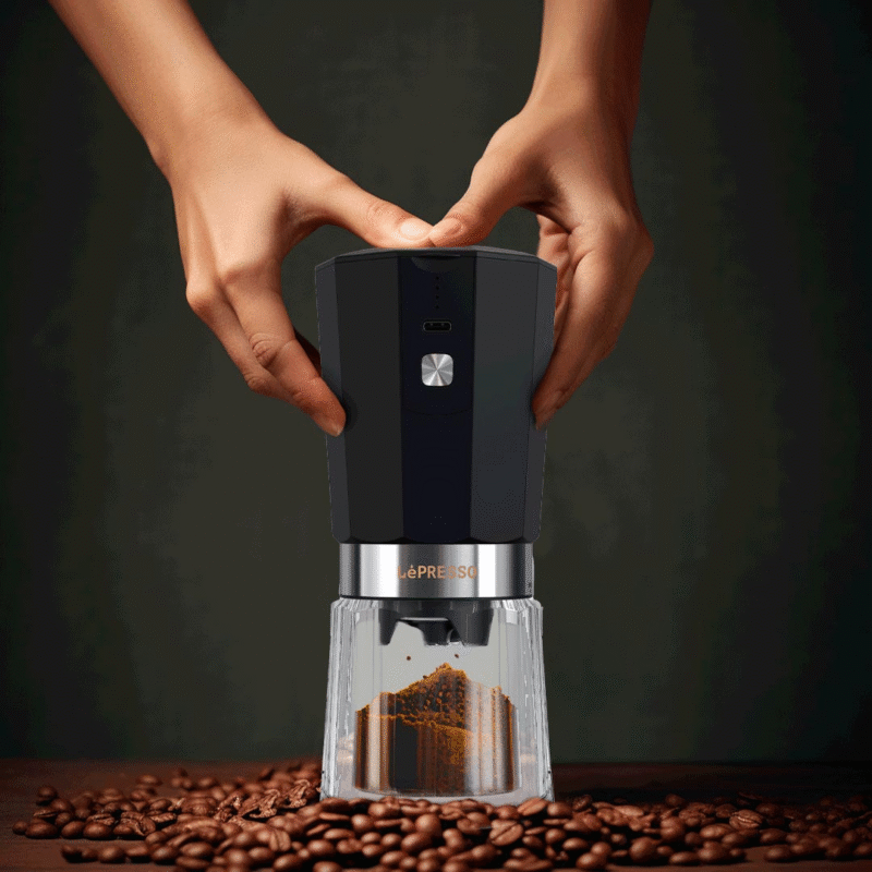 Lepresso Cordless Electric Conical Burr Grinder - Black